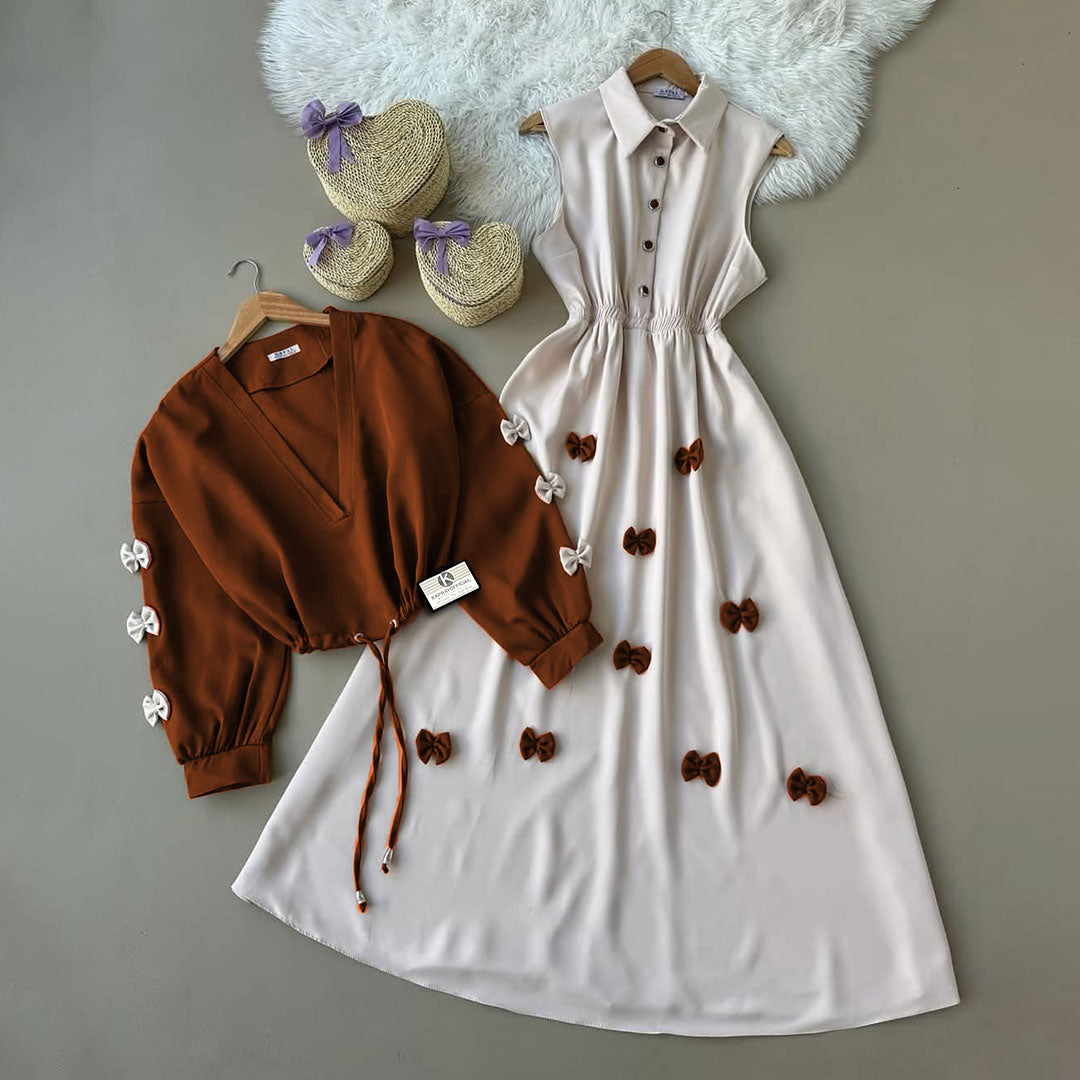 Classic Wine Bow Embellished Maxi 2-Piece