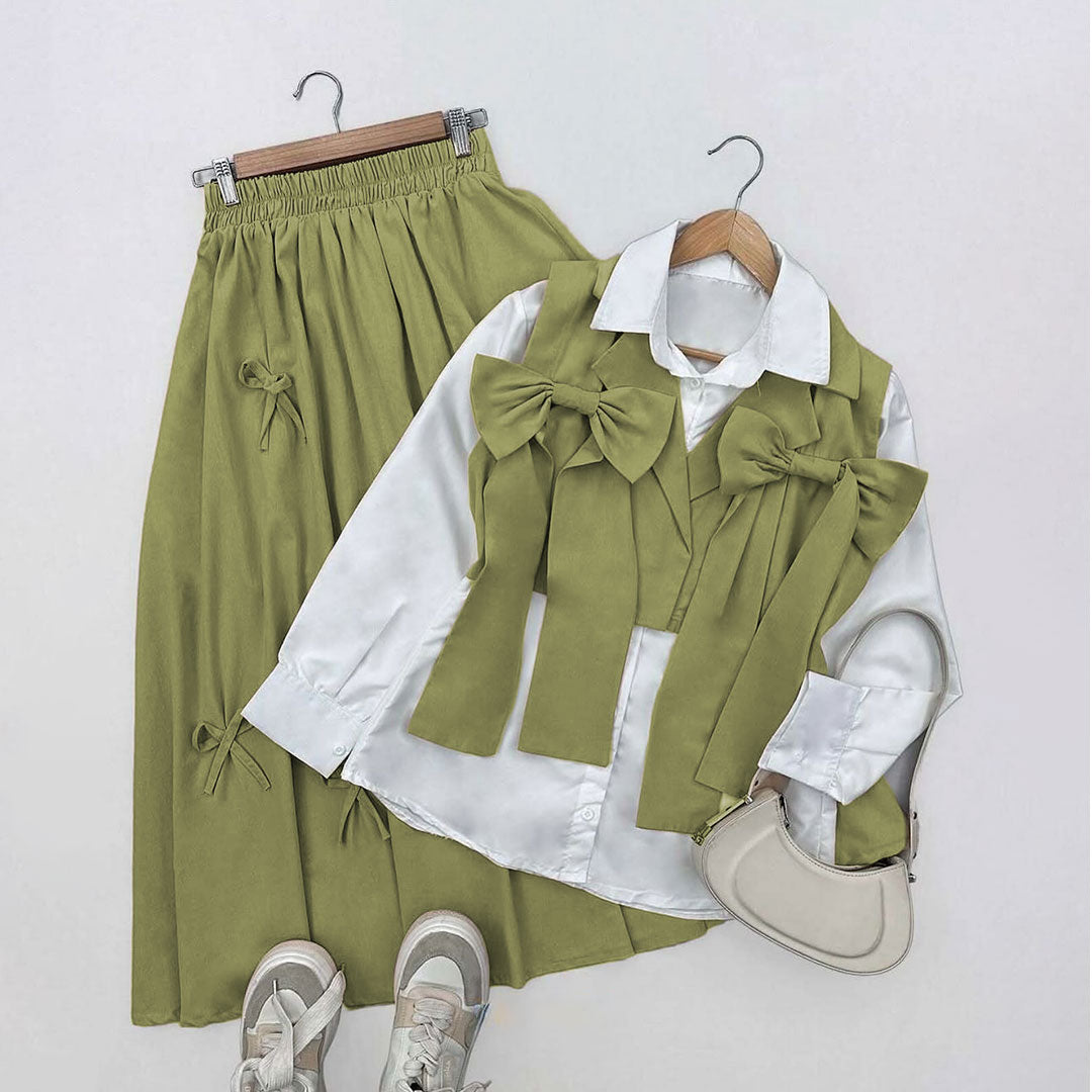 Ribbon Charm Layered 3-Piece Suit