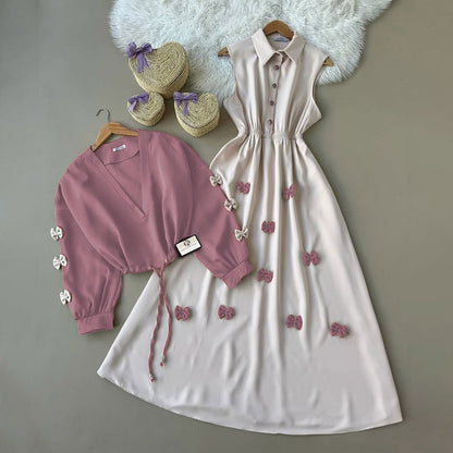 Classic Wine Bow Embellished Maxi 2-Piece