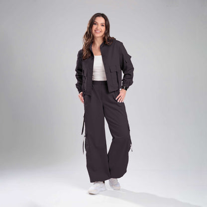 Women’s Cargo Jacket & Wide-Leg Pants Co-ord Set
