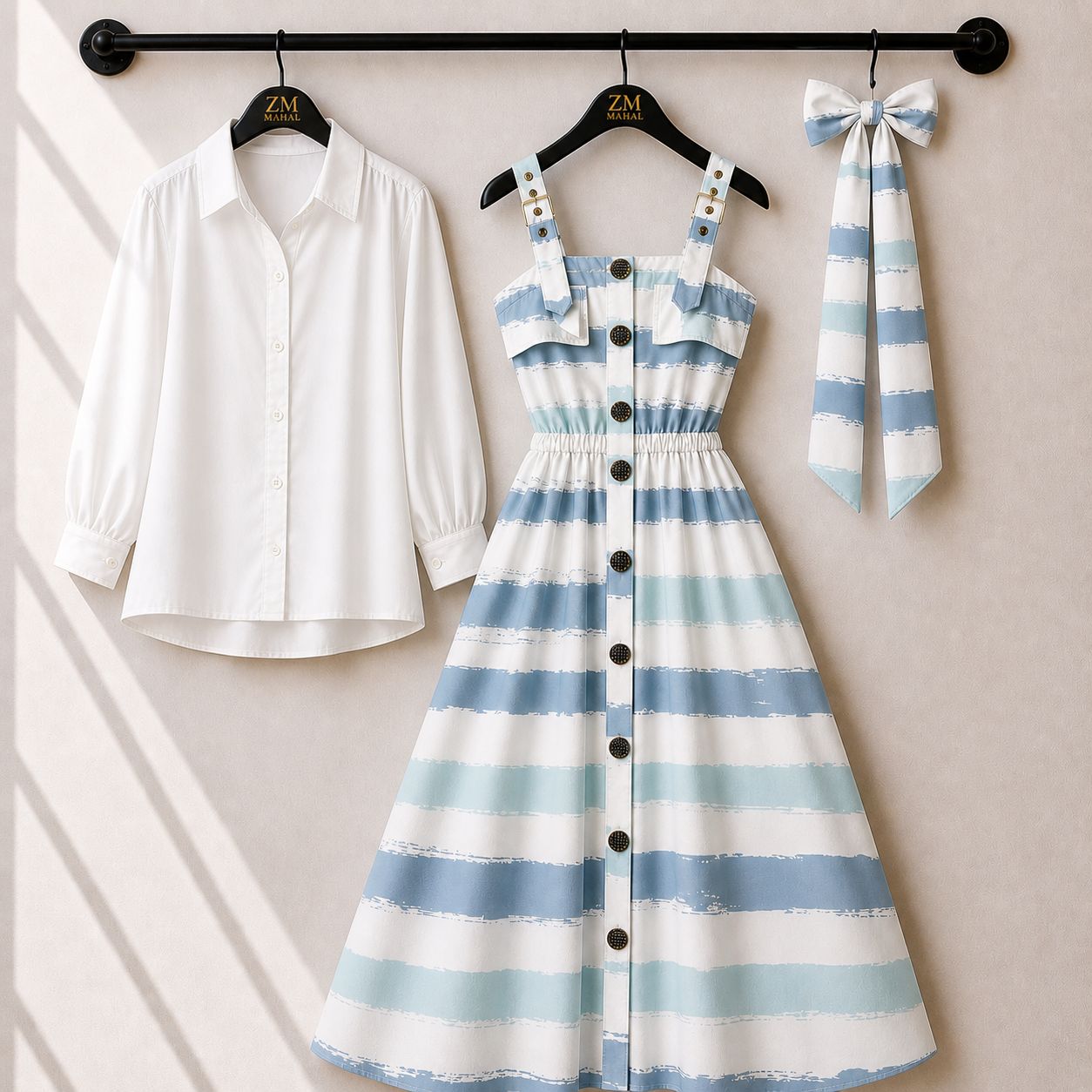 Floral Strap Maxi Dress with Shirt – Elegant Women Outfit K1