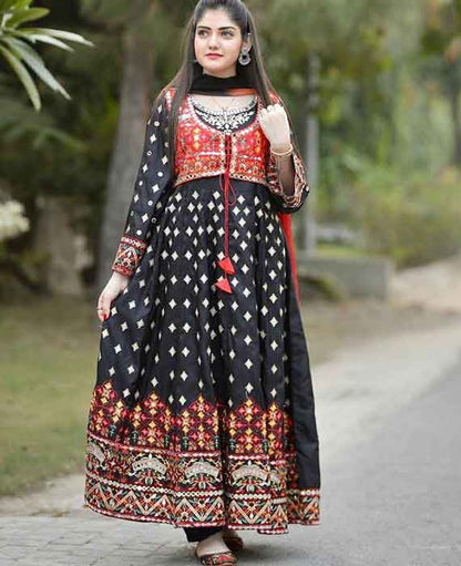 Heavy Embroidery and Mirror Work Cote Maxi 4-Piece Suit