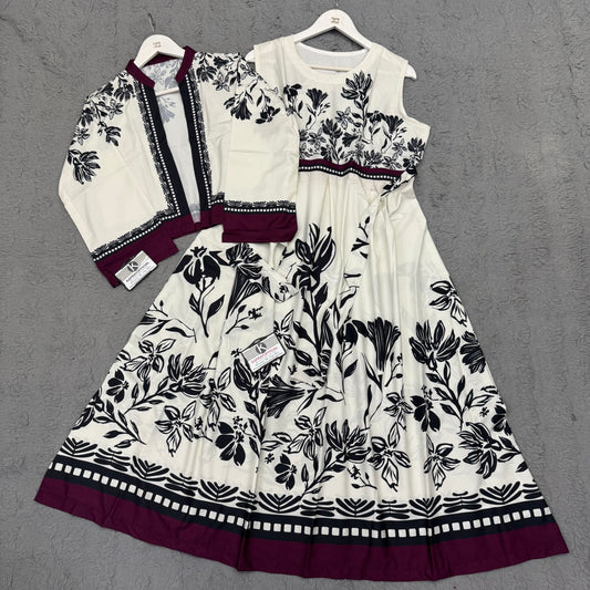 Lulu Print 2Pc Koti Maxi  Elegant Crepe Georgette
