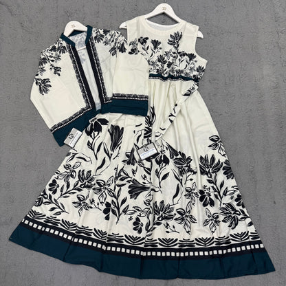 Lulu Print 2Pc Koti Maxi  Elegant Crepe Georgette