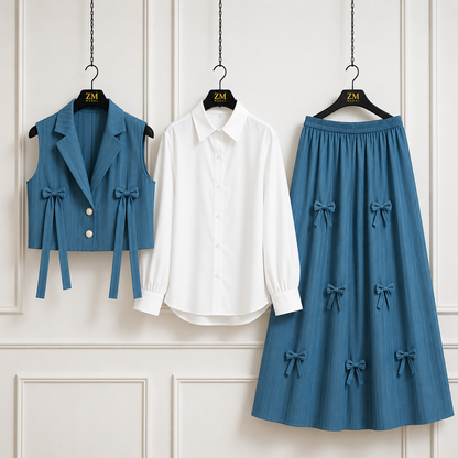 Bow Detail Skirt Set