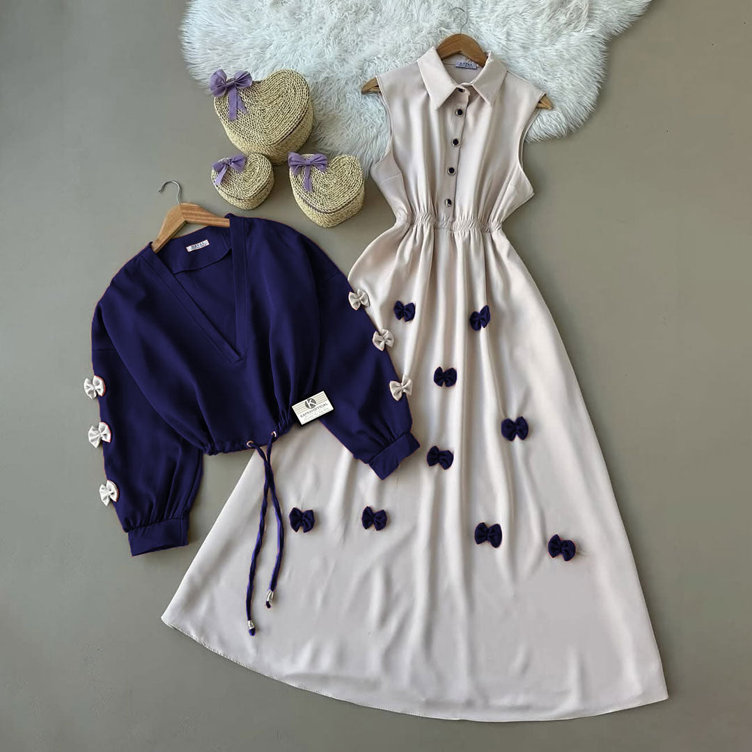 Classic Wine Bow Embellished Maxi 2-Piece