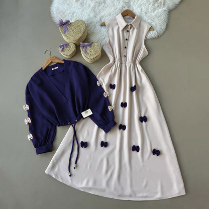 Classic Wine Bow Embellished Maxi 2-Piece