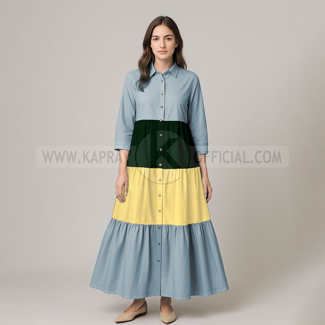 Elegant Multi Color Front Open Abaya Frock