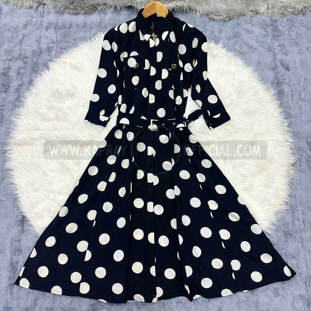 Polka Dot Georgette Shirt Dress – Trendy, Elegant, & Comfortable