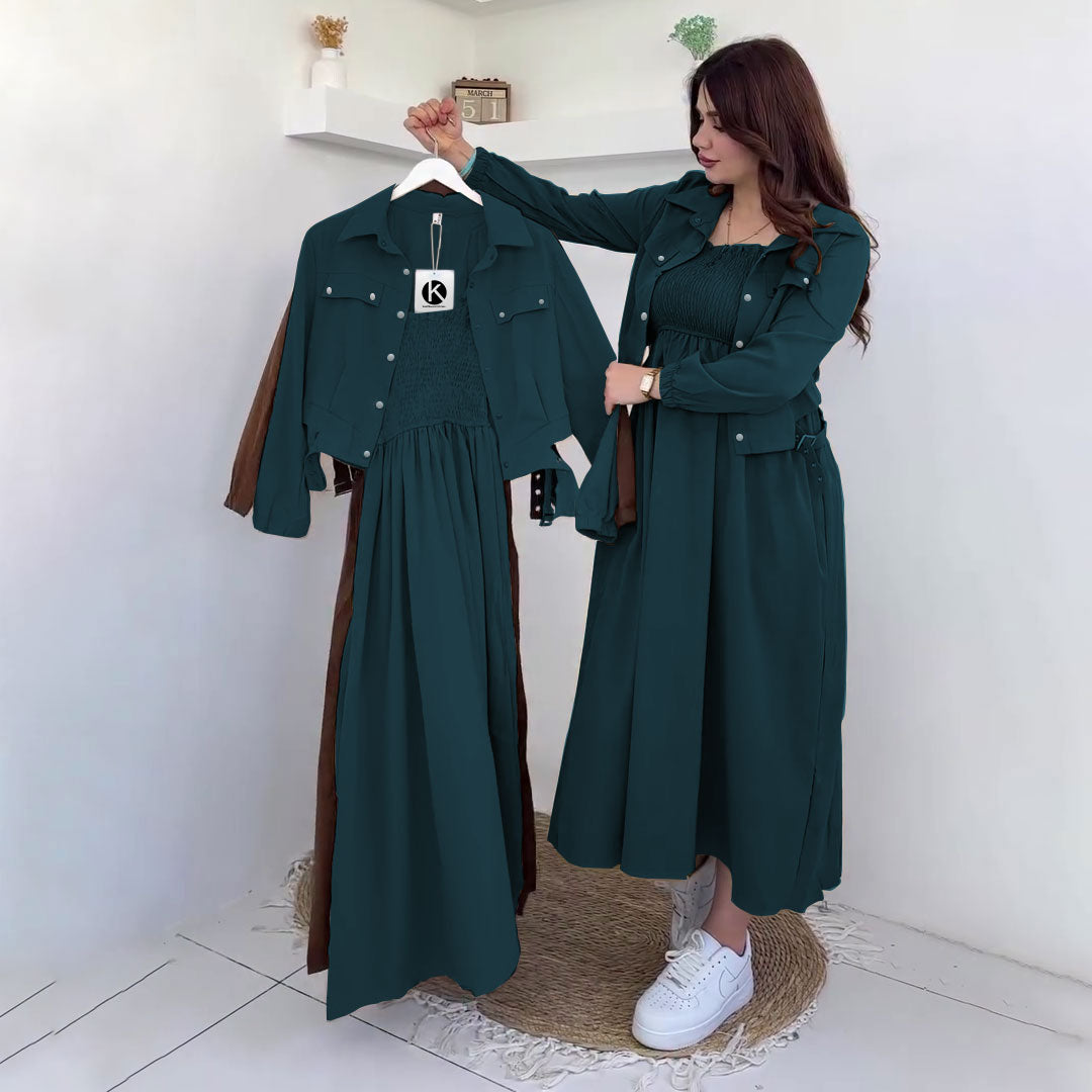 Modest Chic Button Jacket Maxi