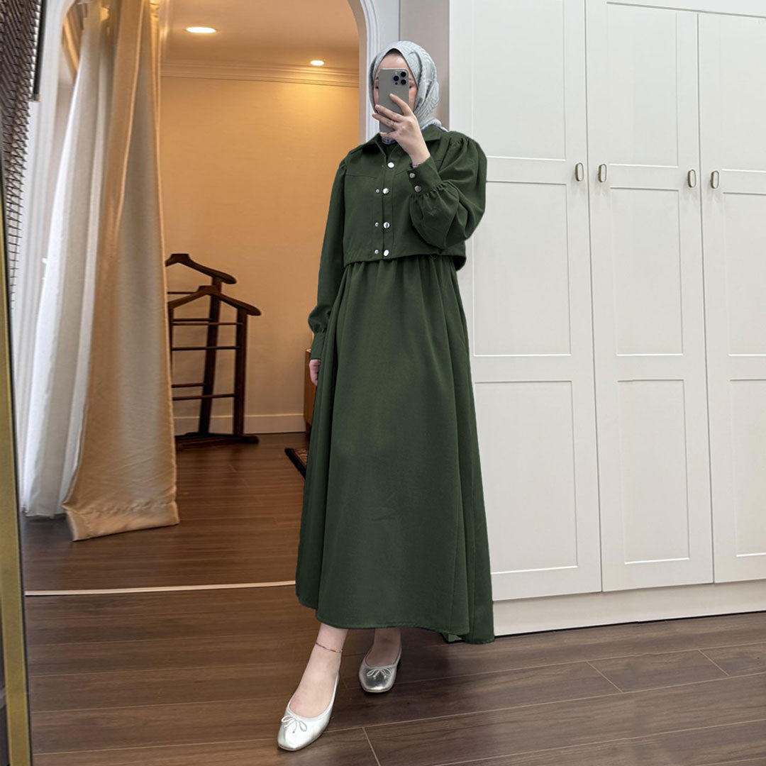 Zarif Buttoned Modest Dress