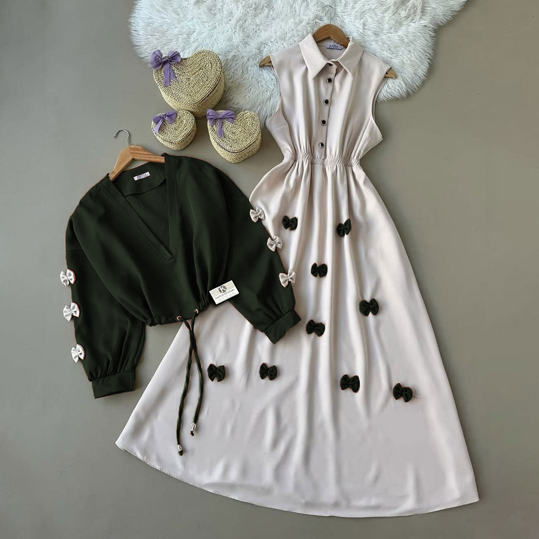 Classic Wine Bow Embellished Maxi 2-Piece