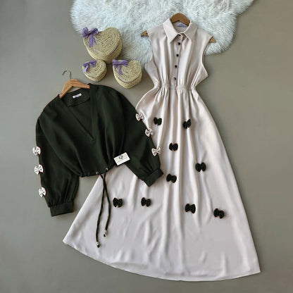 Classic Wine Bow Embellished Maxi 2-Piece