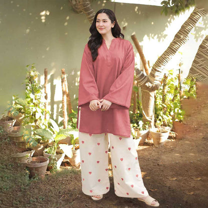 Heart Embroidered 2-Piece Set
