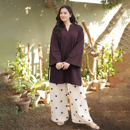 Heart Embroidered Khaddar 2-Piece Set