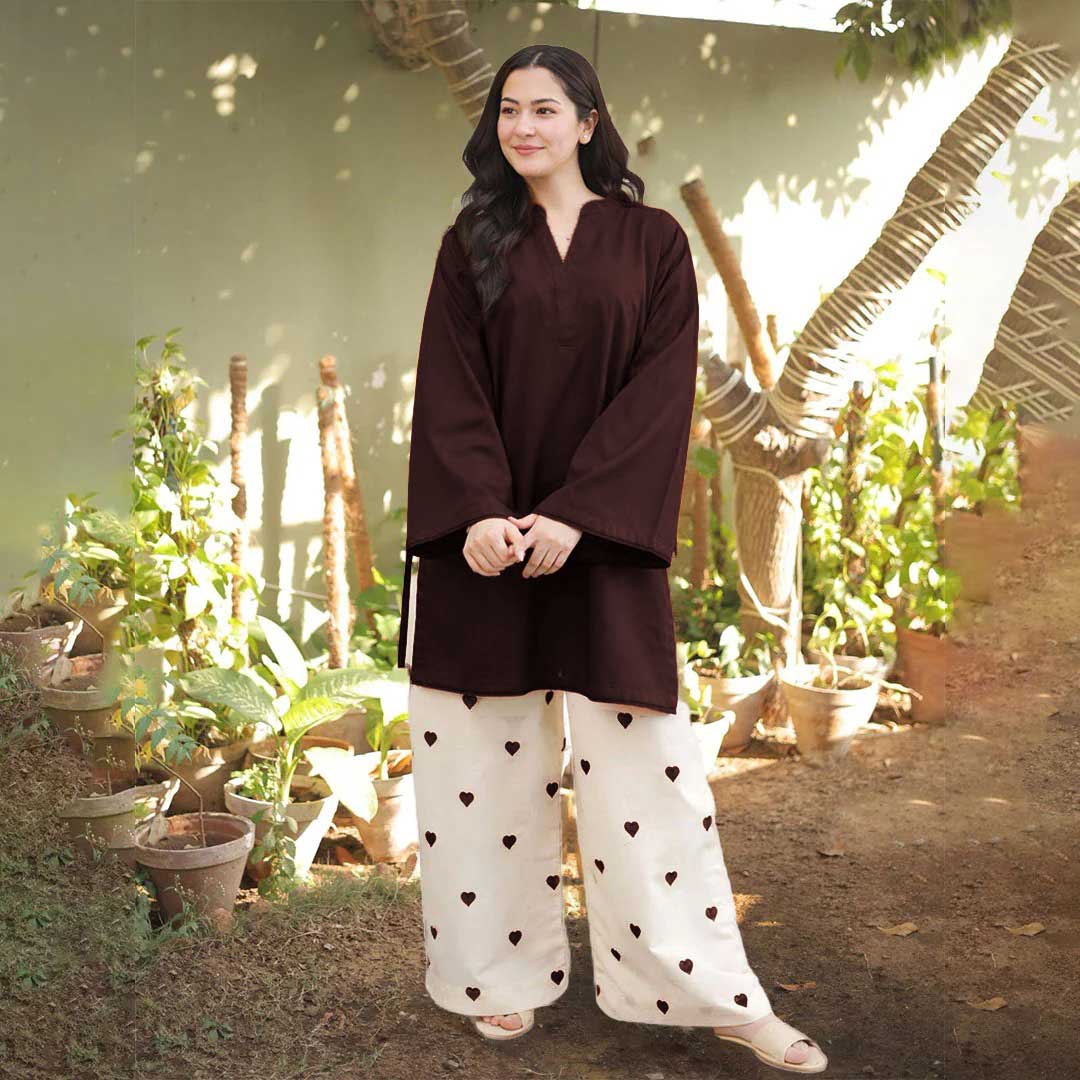 Heart Embroidered 2-Piece Set
