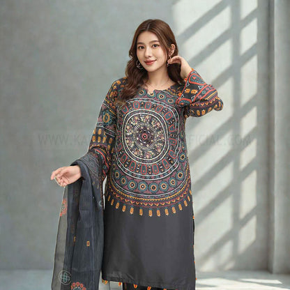 Luxurious Korean Silk Dress: 3-Piece Matka Style Top