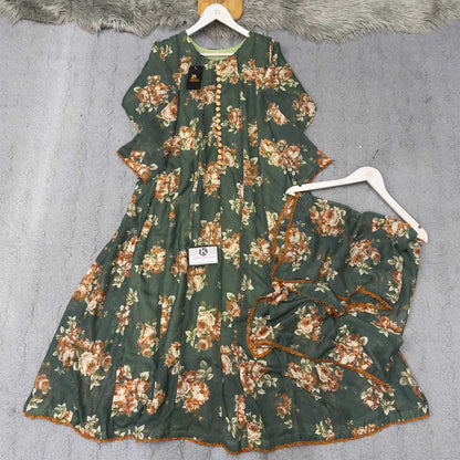 Bonanza Style 2 Piece Floral Frock with Dupatta