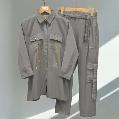 Cargo Trouser Co-ord Set with Chain & Pocket