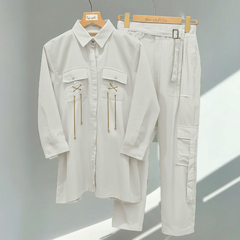 Cargo Trouser Co-ord Set with Chain & Pocket