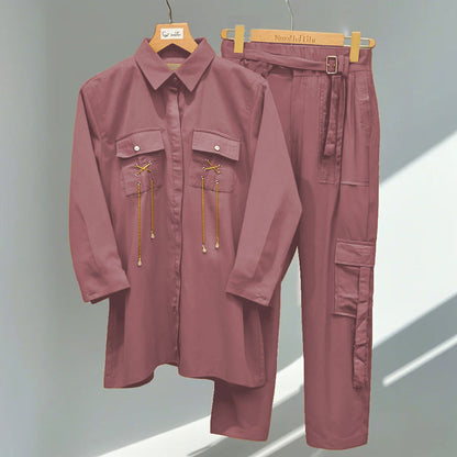 Cargo Trouser Co-ord Set with Chain & Pocket
