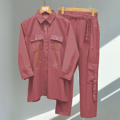 Cargo Trouser Co-ord Set with Chain & Pocket