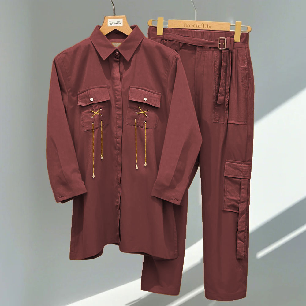 Cargo Trouser Co-ord Set with Chain & Pocket