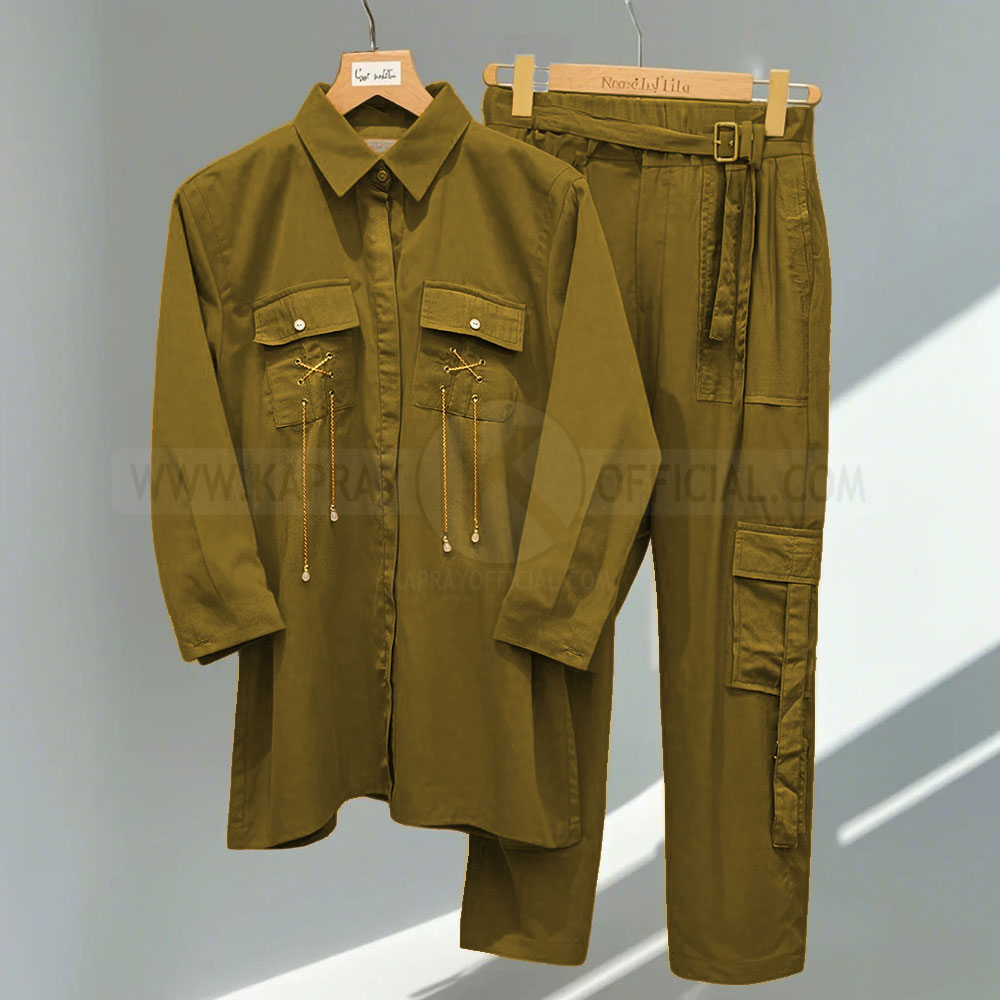 Cargo Trouser Co-ord Set with Chain & Pocket