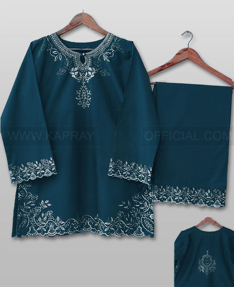 Fancy EMB Top And Palazzo 2-Piece Suit