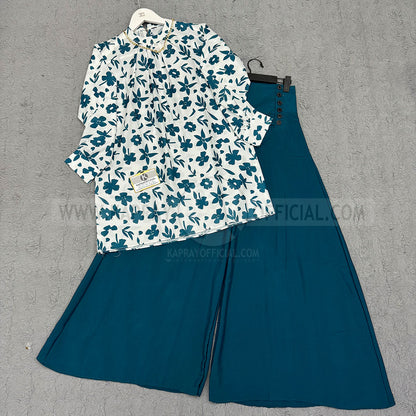 Luxe – Printed Shirt with Palazzo Set