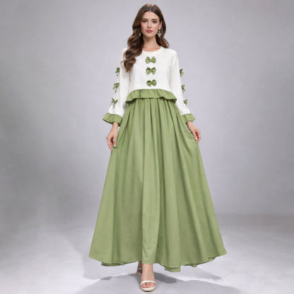 Ribbon Tie Elegant Maxi 2-Piece Dress