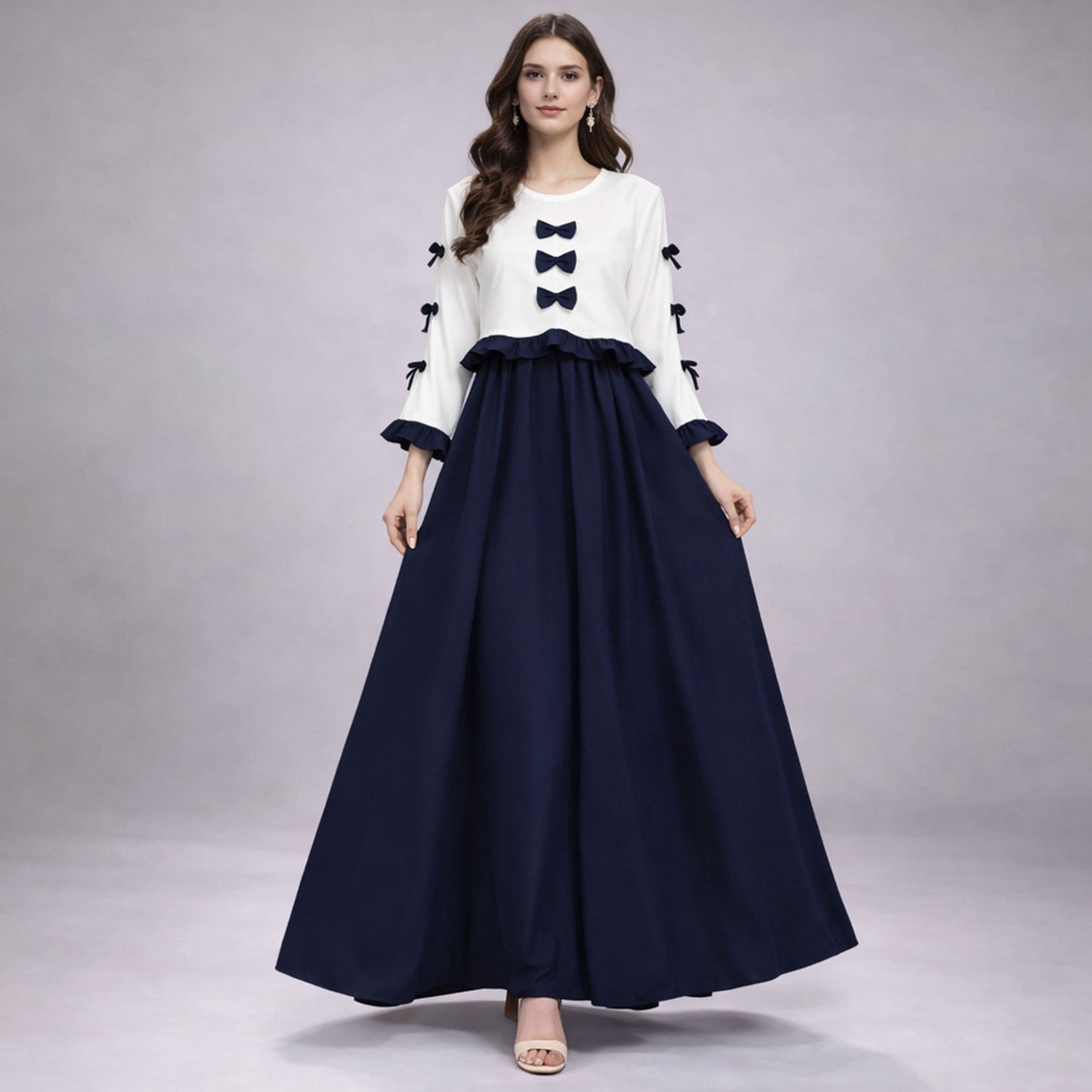 Ribbon Tie Elegant Maxi 2-Piece Dress