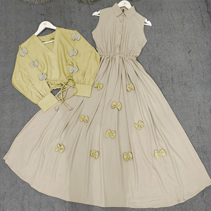 Classic Wine Bow Embellished Maxi