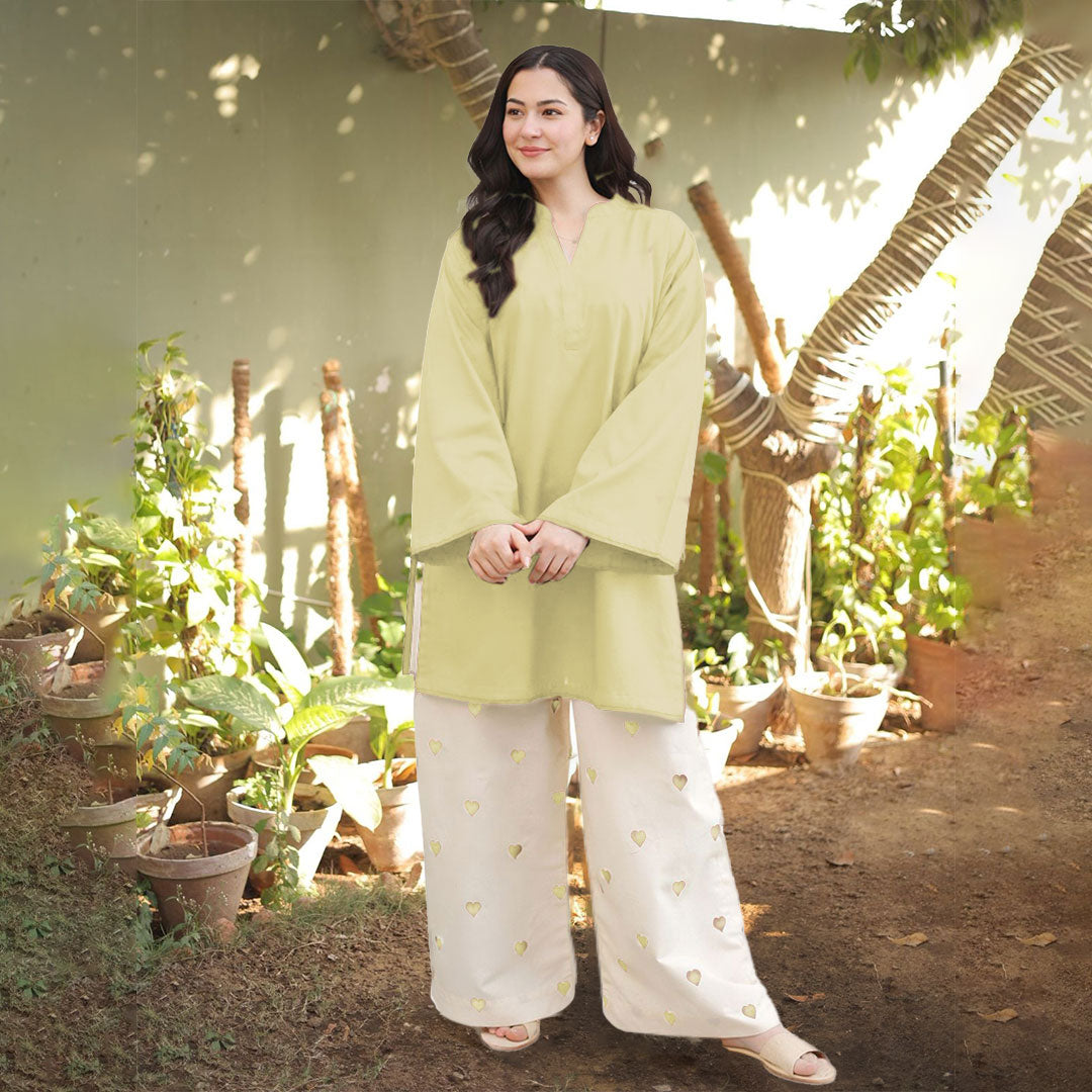 Heart Embroidered Khaddar 2-Piece Set