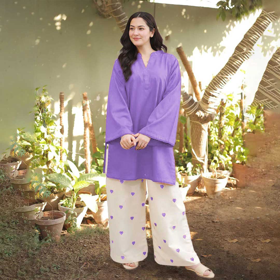 Heart Embroidered 2-Piece Set