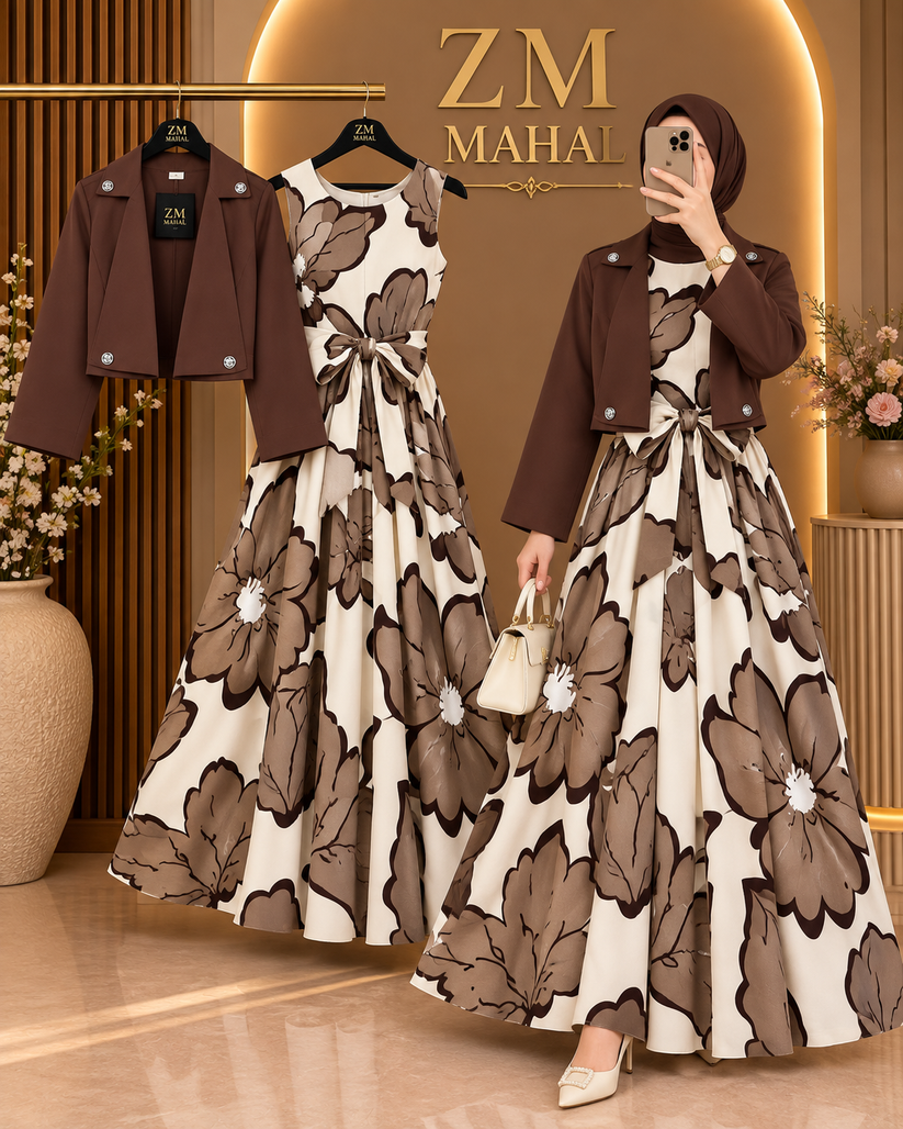 Luxe Bloom Jacket Maxi Set for Women | Premium 3 Piece Dress ...