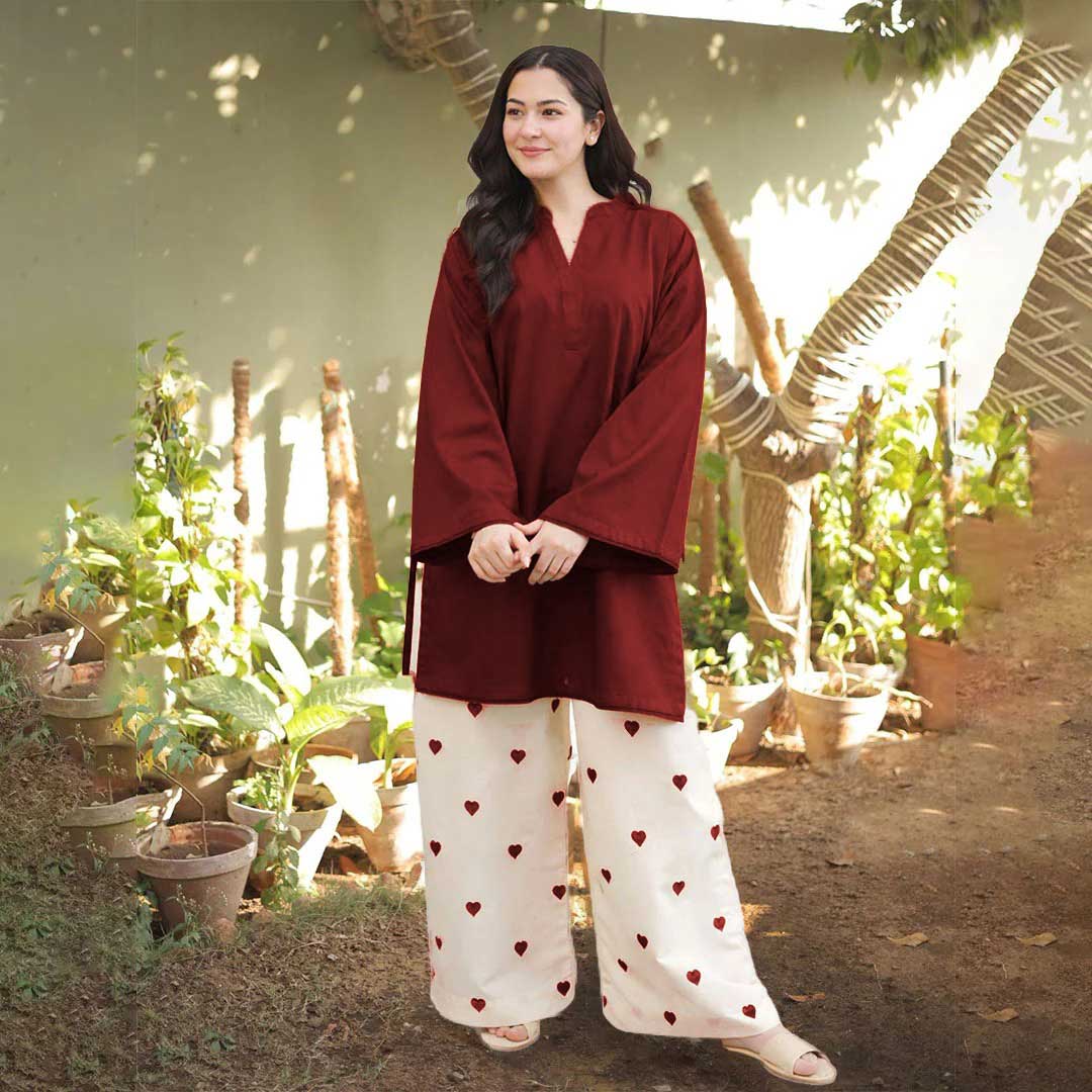Heart Embroidered 2-Piece Set