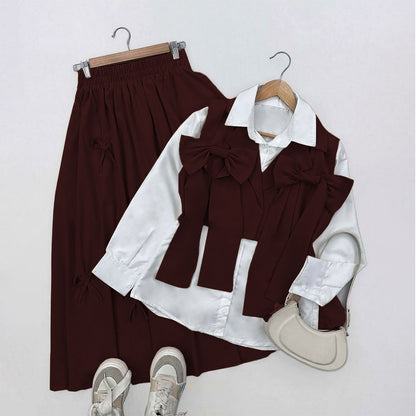 Ribbon Charm Layered 3-Piece Suit