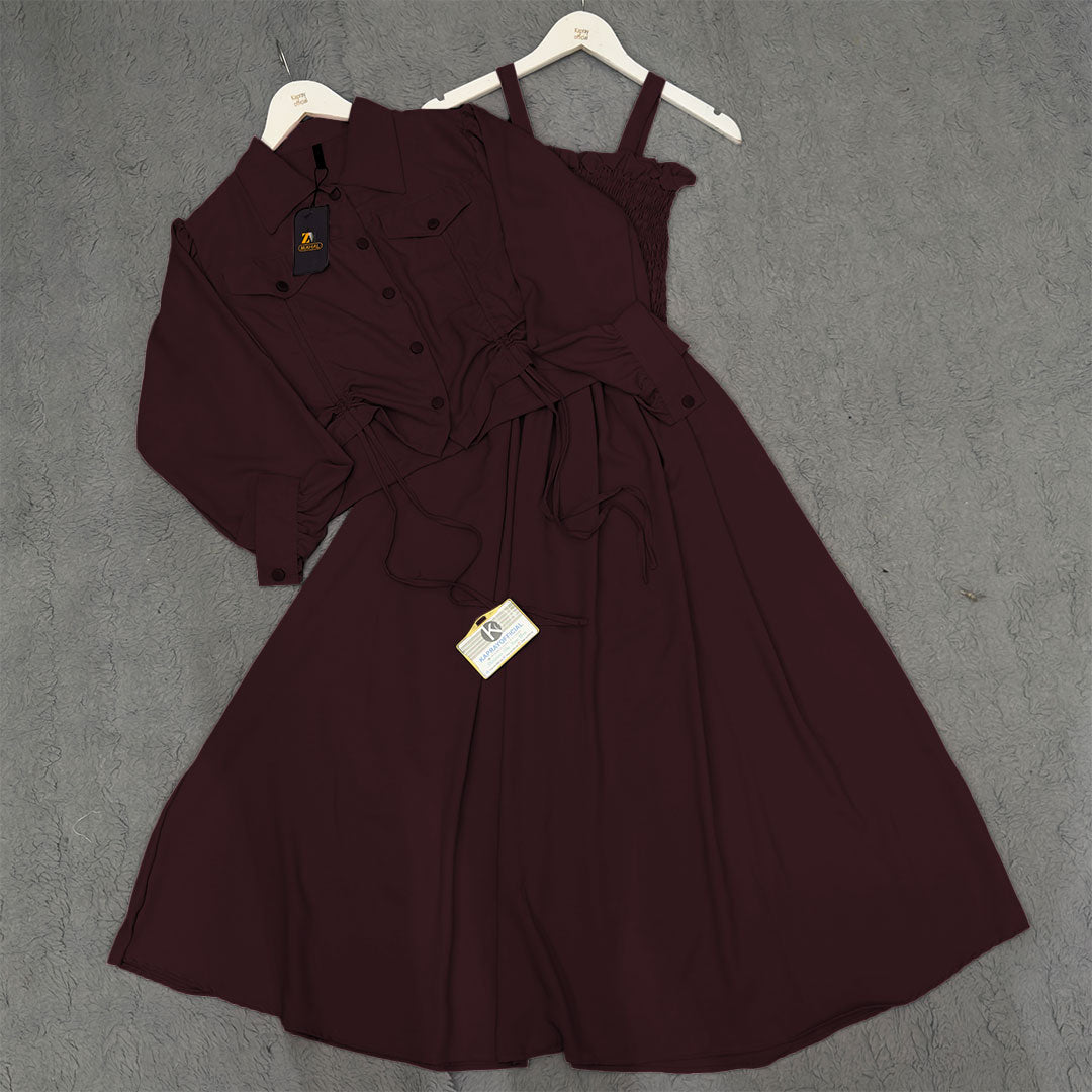 Chic 2-Piece Layered Dress with Adjustable Ribbon Style