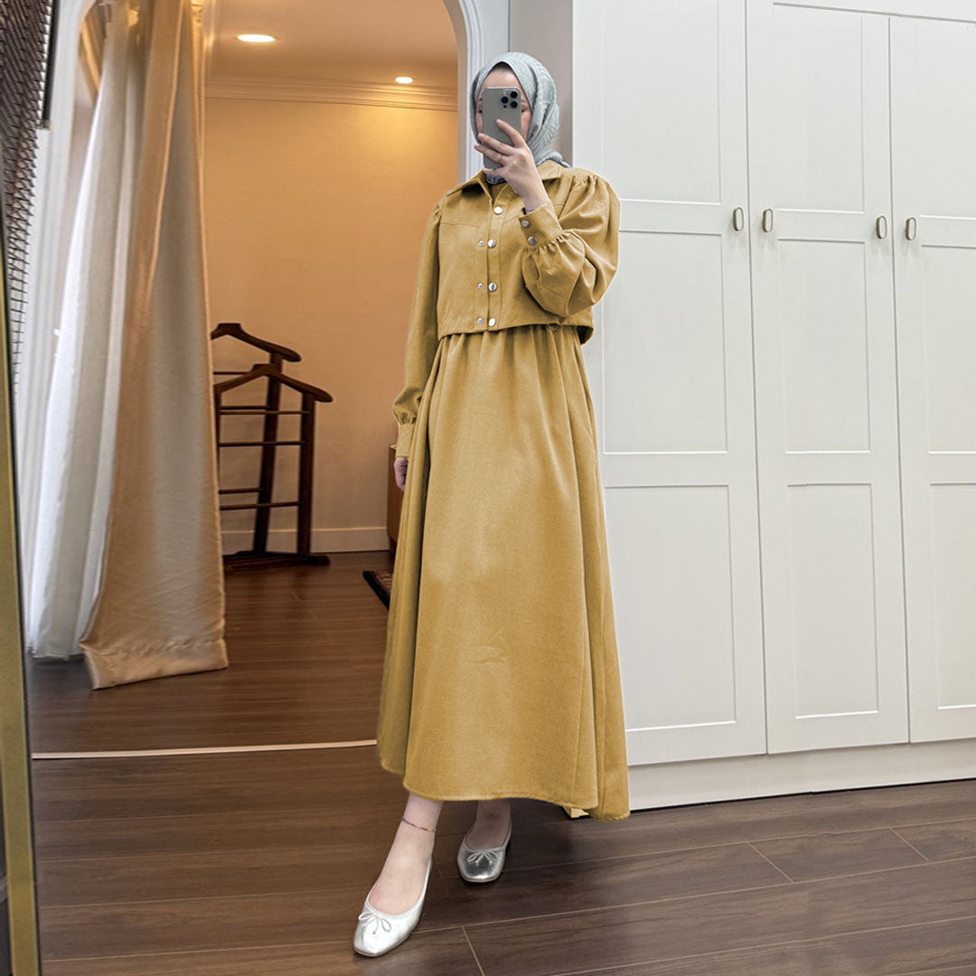 Zarif Buttoned Modest Dress
