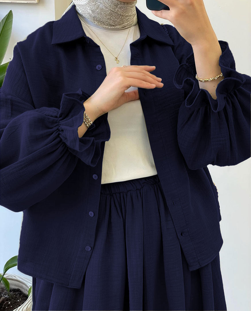 Muslin-Feel Textured Georgette 3-Piece Set – Soft & Breathable