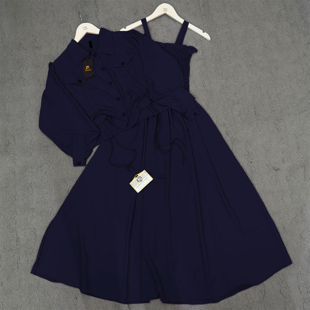 Chic 2-Piece Layered Dress with Adjustable Ribbon Style