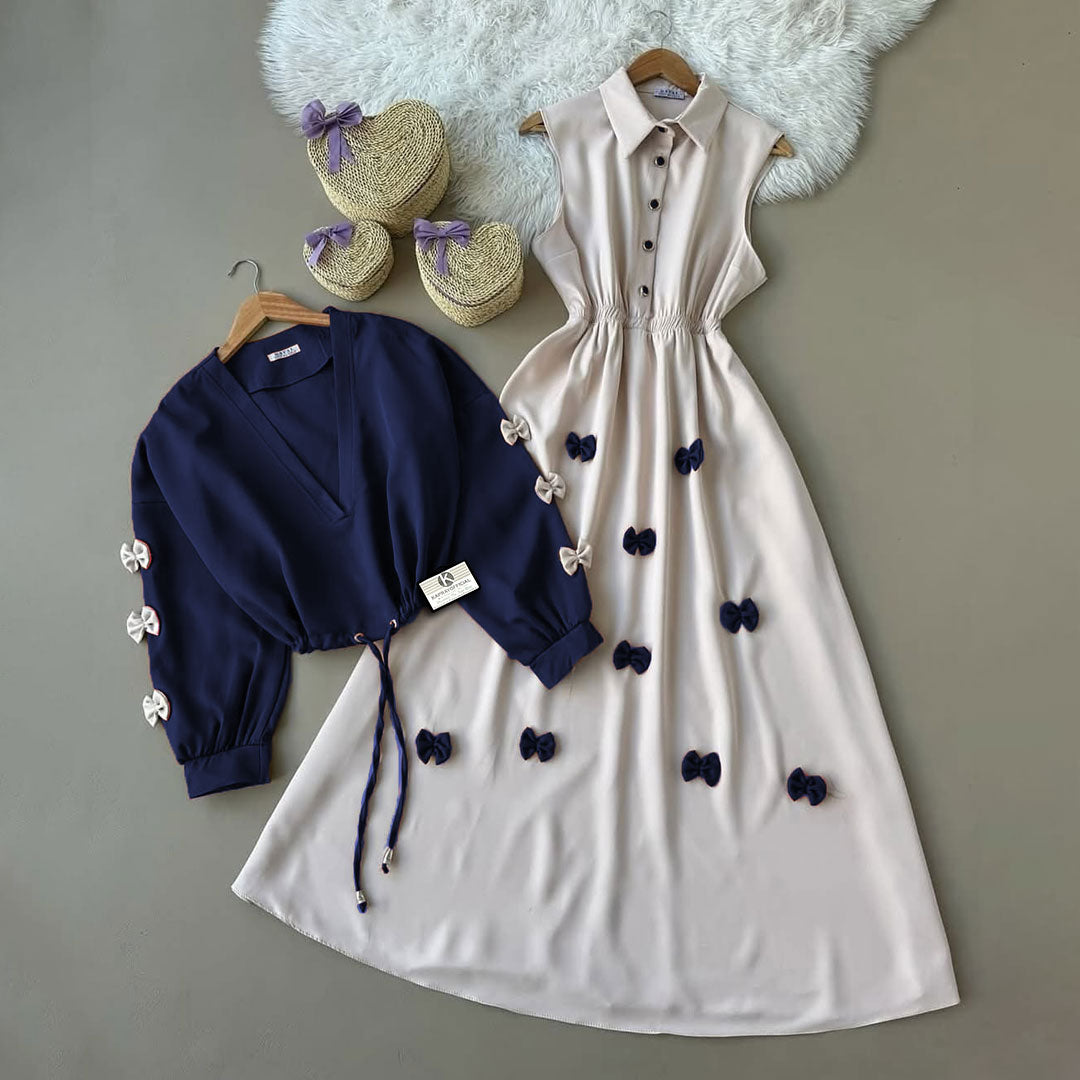 Classic Wine Bow Embellished Maxi 2-Piece