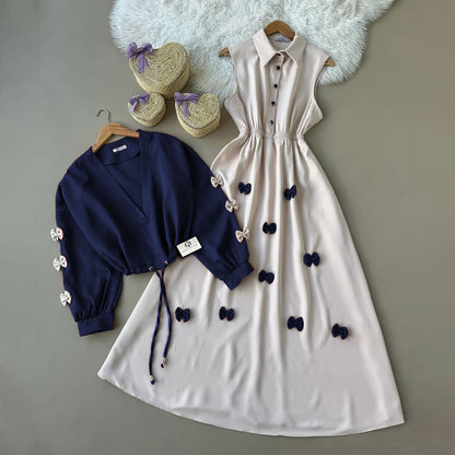 Classic Wine Bow Embellished Maxi 2-Piece