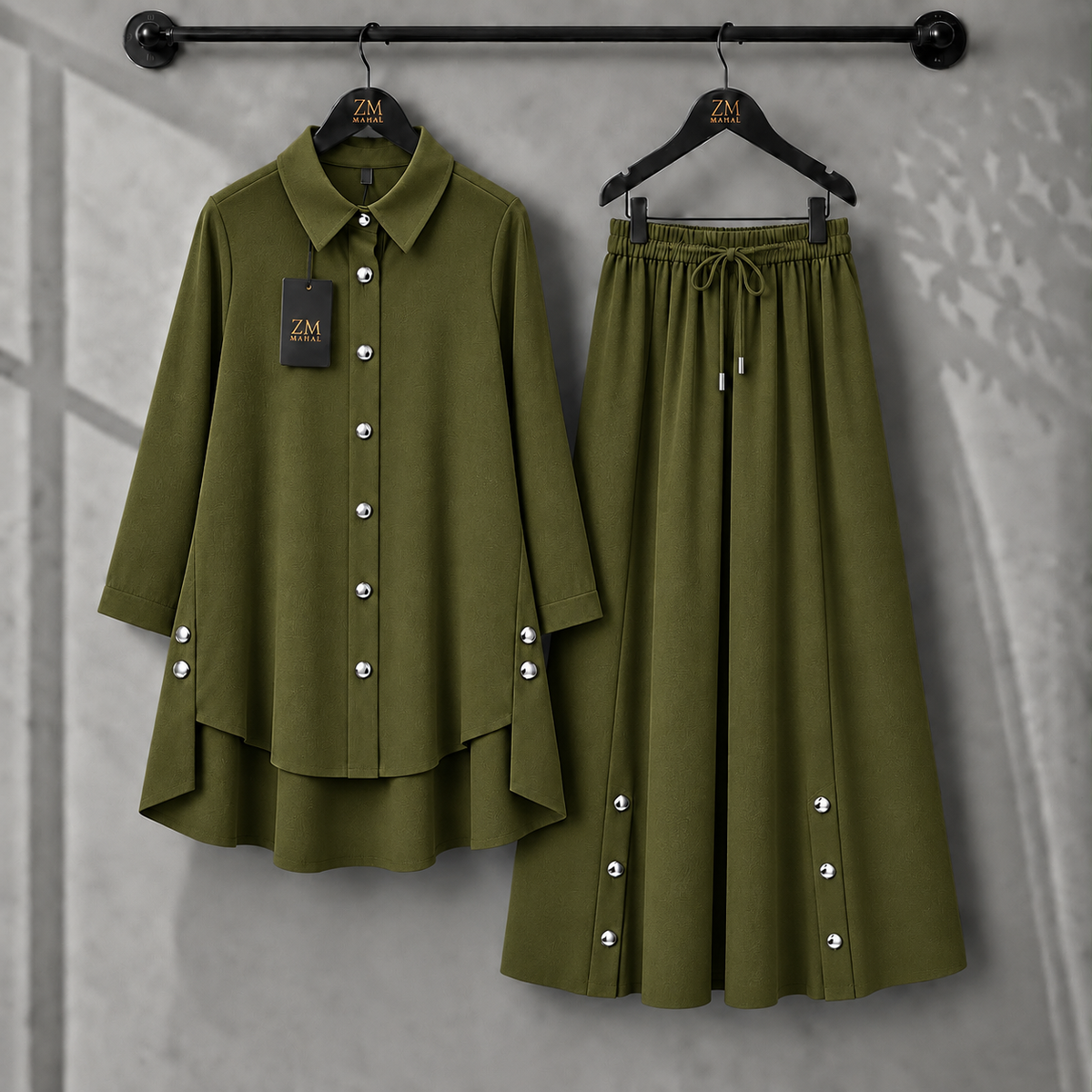 Aylin Turkish High-Low Co-Ord Set in Chocolate Brown - women’s 2-piece outfit | KaprayOfficial