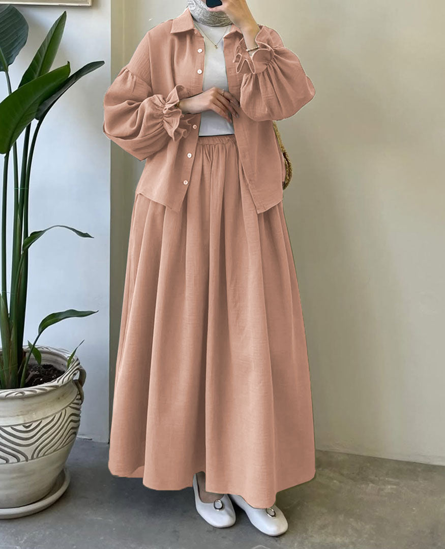 Muslin-Feel Textured Georgette 3-Piece Set – Soft & Breathable