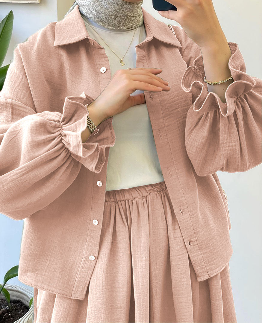 Muslin-Feel Textured Georgette 3-Piece Set – Soft & Breathable