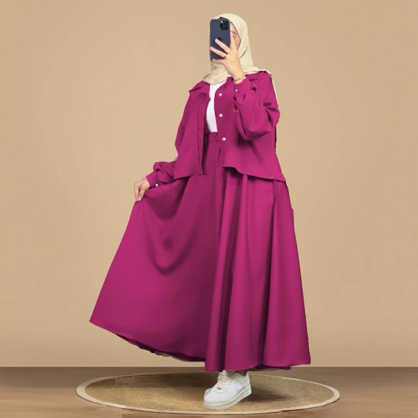 Mint Luxe Korean Georgette Dress With Inner