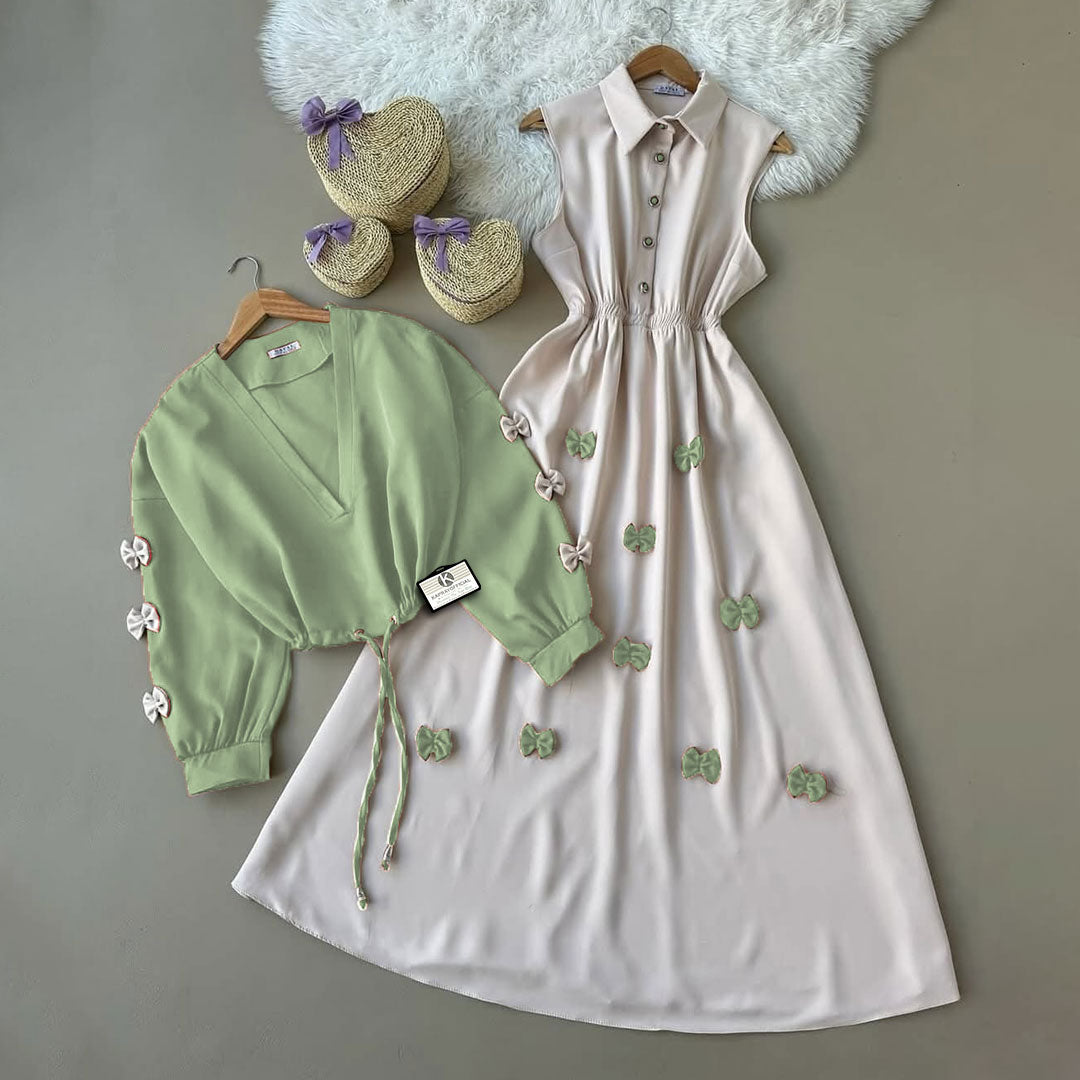 Classic Wine Bow Embellished Maxi 2-Piece