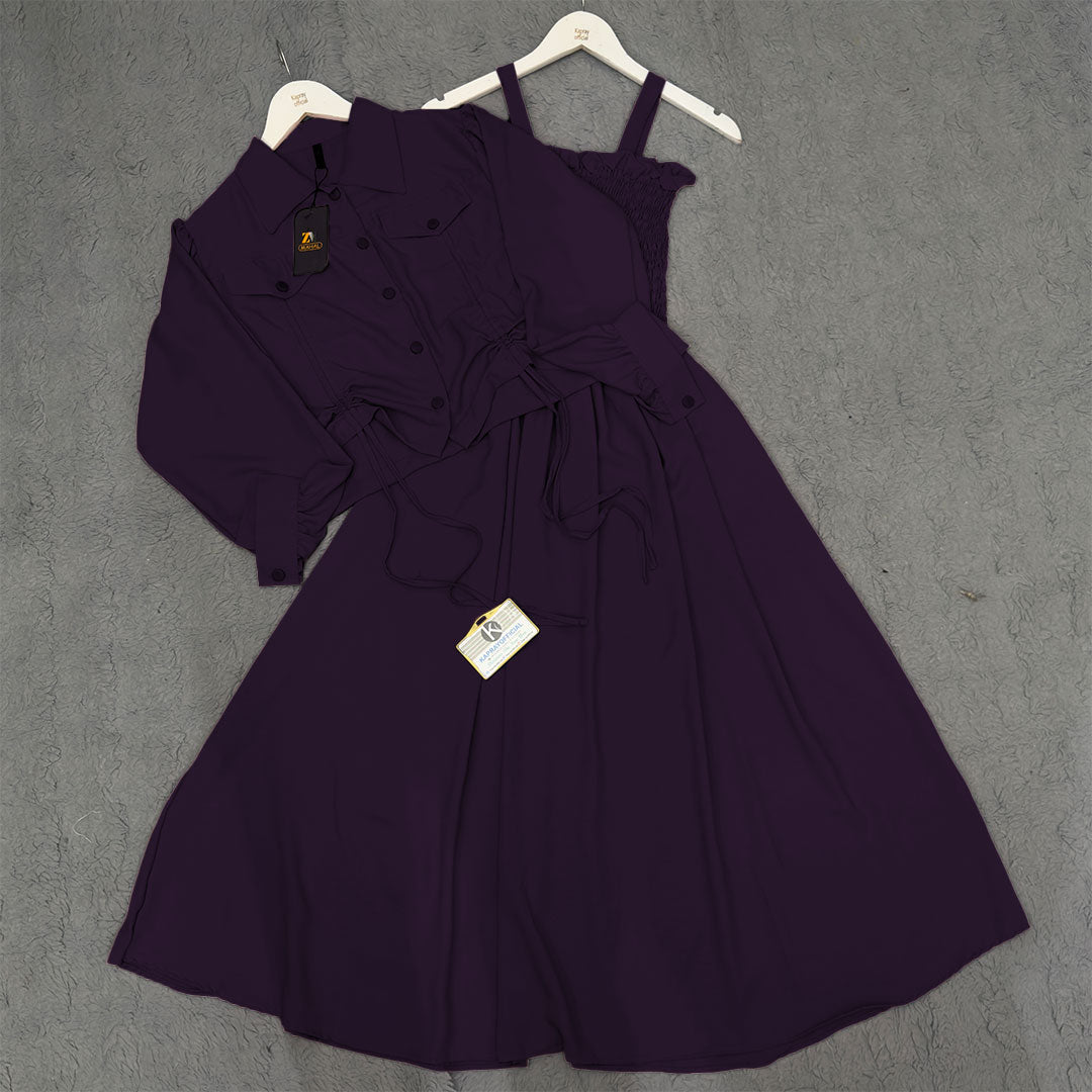 Chic 2-Piece Layered Dress with Adjustable Ribbon Style